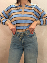 Maglia a polo a righe – Azzurro e Beige - Tensione in