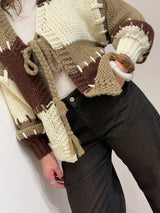 Cardigan intrecciato over nocciola