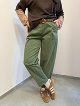 Pantalone oliva straight fit