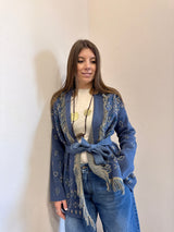 Maxi cardigan fantasia bandana bluette