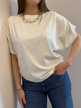 T-shirt maniche a pieghe bianca Kontatto