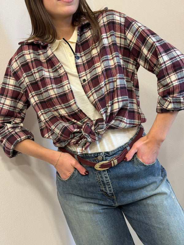 Camicia check Borgogna