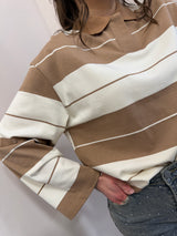Polo a righe beige Lumina