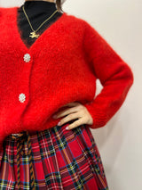 Cardigan in mohair rosso