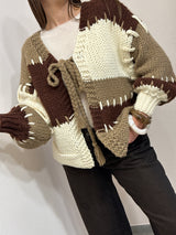 Cardigan intrecciato over nocciola