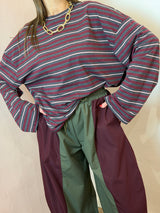 Maglia a righe oversize – Bordeaux e Grigio - Lumina