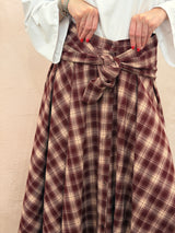 Gonna midi a quadri – Bordeaux e Crema