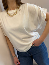 T-shirt maniche a pieghe bianca Kontatto