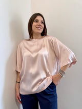Blusa in viscosa satin rosa