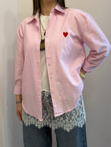 Camicia love rosa pastello