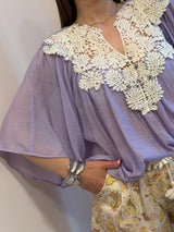 Camicia in mussola lilla , ricamata - You Decide