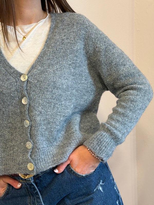 Cardigan con bottoni in madreperla Grey Kontatto