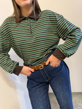 Polo a righe verde/marrone