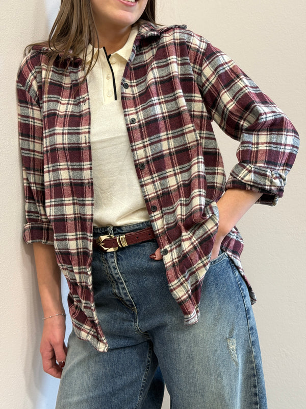 Camicia check Borgogna