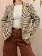 Blazer Pied-de-Poule con Spilla Gioiello