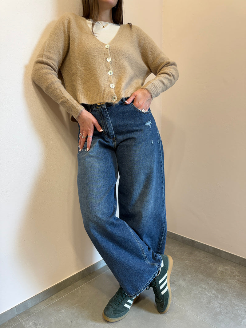 Cardigan con bottoni in madreperla biscotto Kontatto