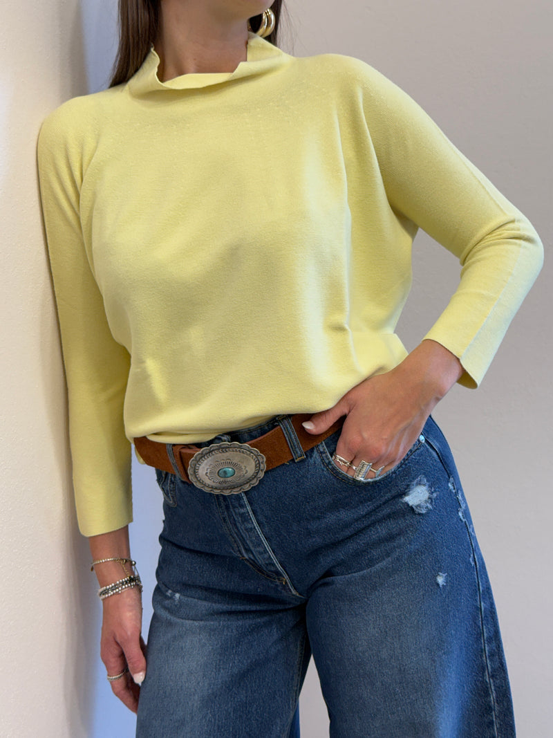 Maglia collo cratere giallo burro  Kontatto
