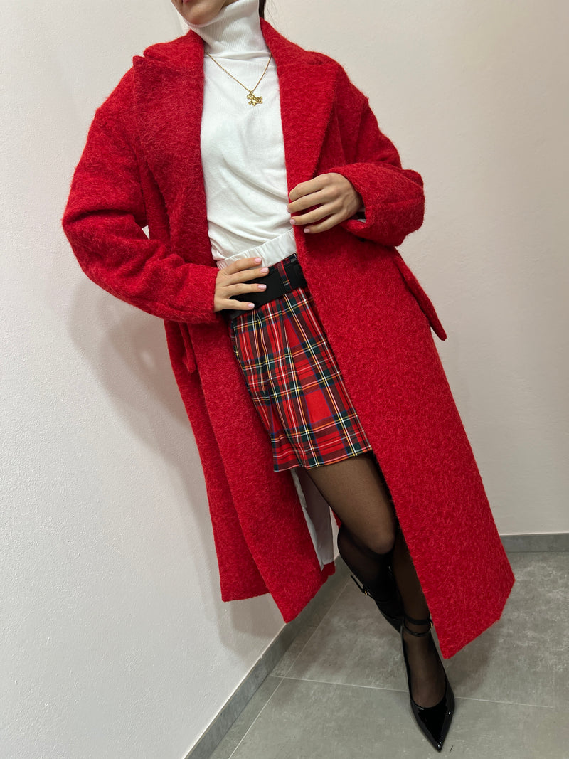 Cappotto lungo Boucle rosso Lumina