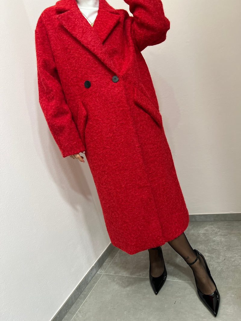 Cappotto lungo Boucle rosso Lumina