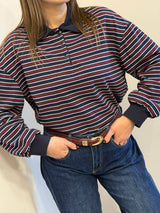 Polo a righe Blu/Borgogna