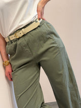 Pantalone dritto verde oliva