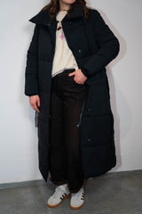 Piumino lungo nero Susy mix