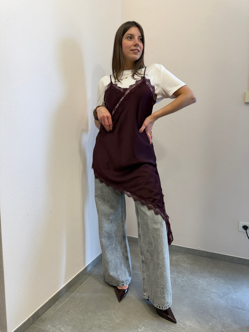 Vestito asimmetrico Borgogna