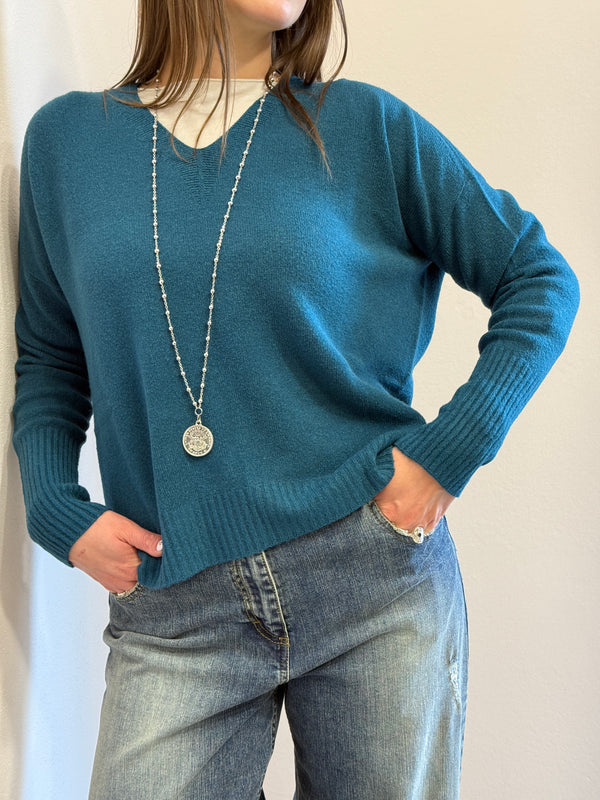 Maglione in viscosa scollo a V Kontatto
