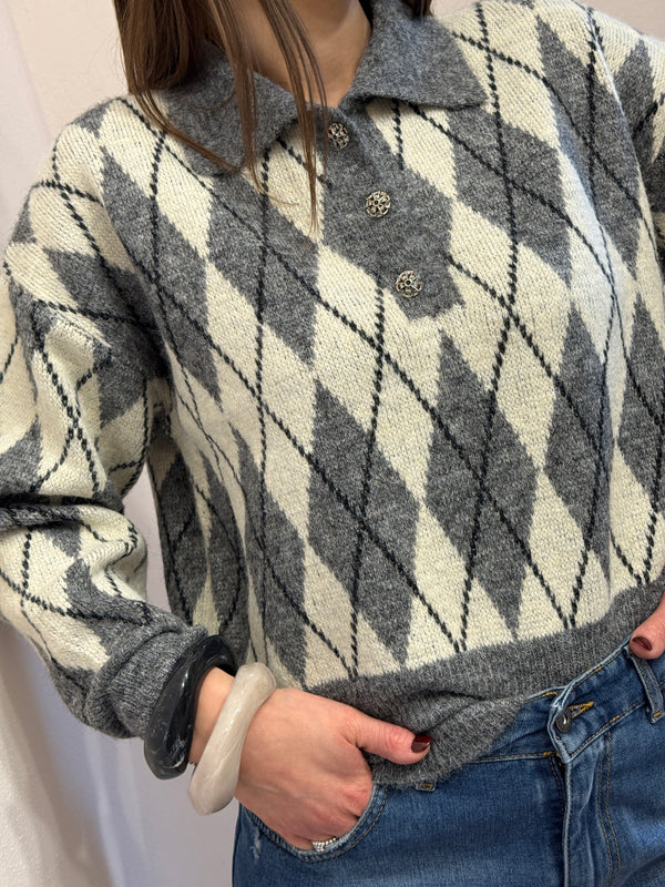 Maglione a rombi Grey
