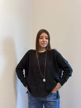 Maglione a barca over grigio/nero