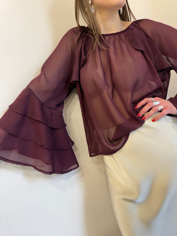 Camicia rouches orchidea Kontatto