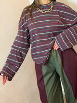 Maglia a righe oversize – Bordeaux e Grigio - Lumina