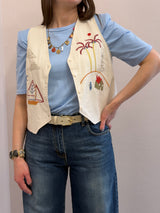 Gilet smanicato ricamato