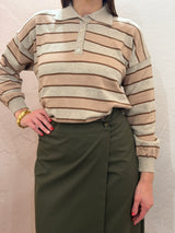 Maglia a polo a righe – Toni neutri Beige e Marrone - Tensione in