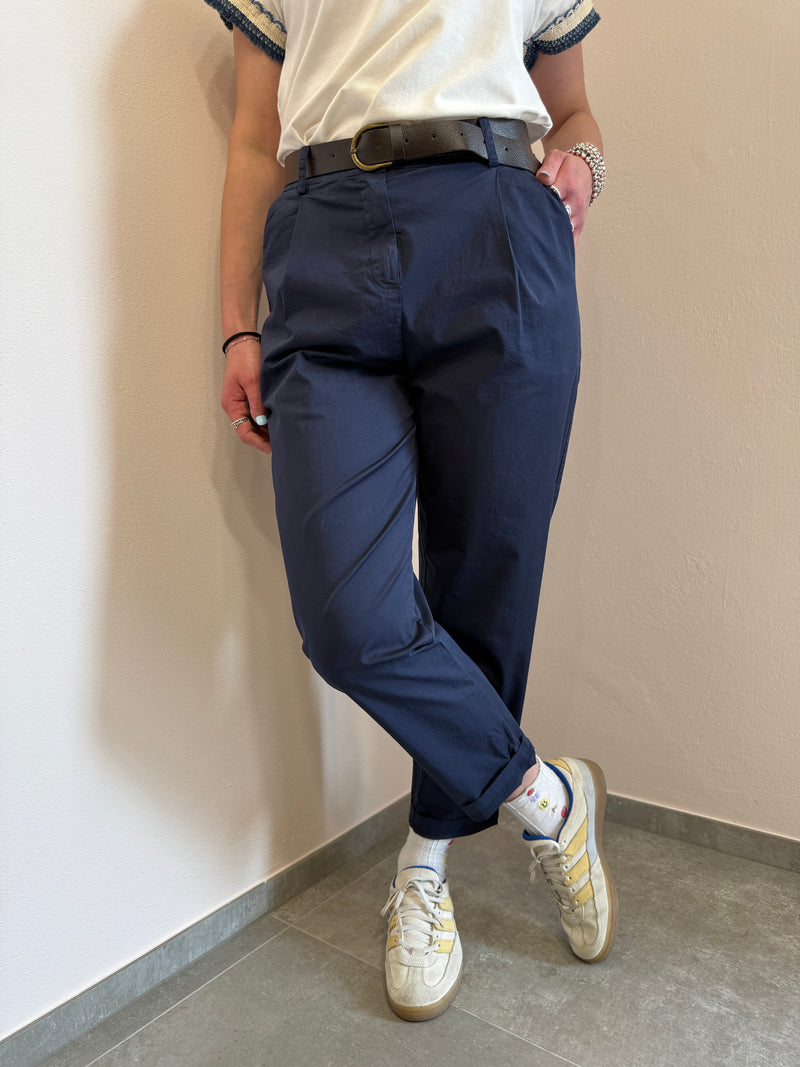 Pantalone in tela di cotone blu