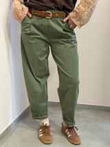 Pantalone oliva straight fit