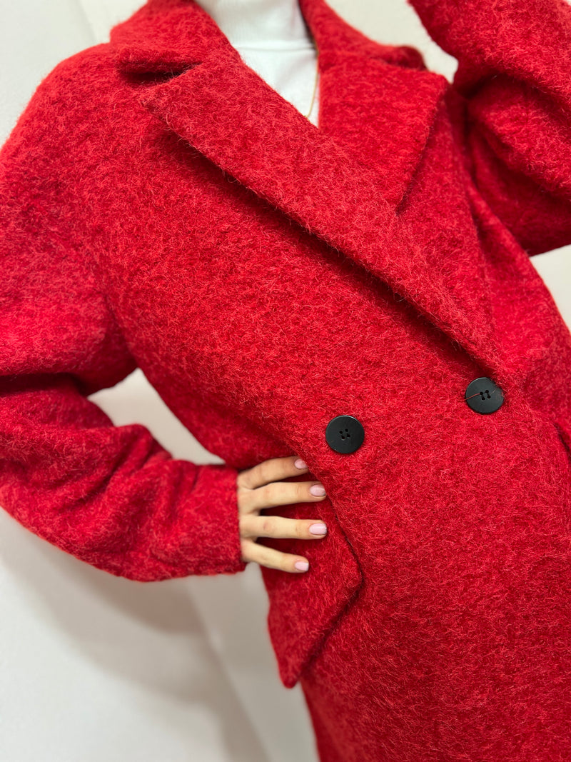 Cappotto lungo Boucle rosso Lumina