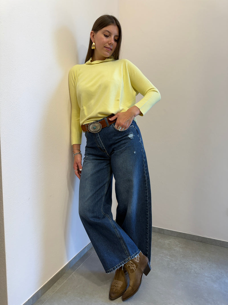 Maglia collo cratere giallo burro  Kontatto