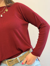 Maglia in viscosa con spacchetti  Kontatto color sangria