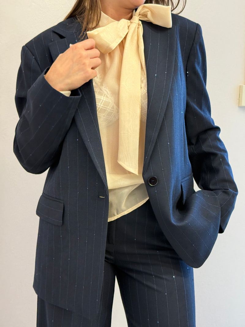 Giacca-Blazer gessata paillettes Kontatto