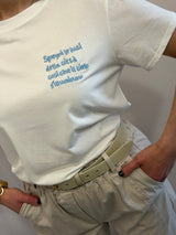 T-shirt ricamata azzurra canzone Cremonini