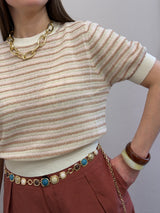 Maglia a Righe in Misto Lino e Cotone - Art Love
