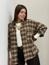 Camicia check in panetto beige