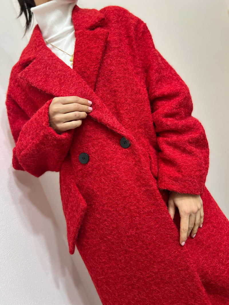 Cappotto lungo Boucle rosso Lumina