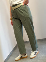 Pantalone dritto verde oliva