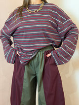 Maglia a righe oversize – Bordeaux e Grigio - Lumina