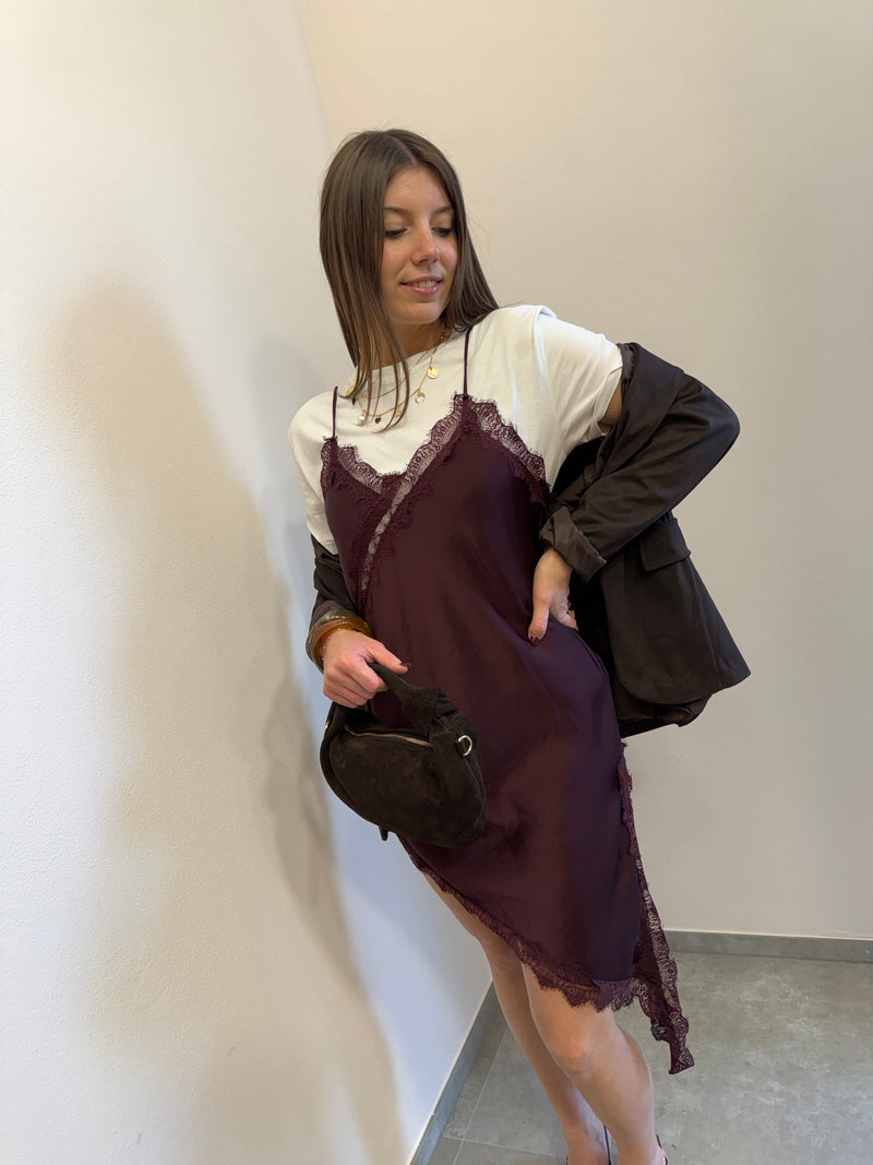 Vestito asimmetrico Borgogna