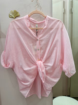 Camicia in mussola rosa pastello - Tensione in