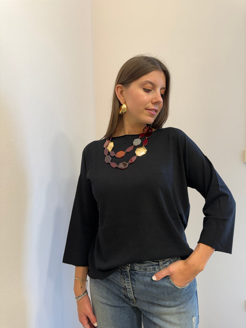 Girocollo over rotolino nera Kontatto