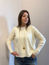 Maglione in viscosa scollo V color burro Kontatto